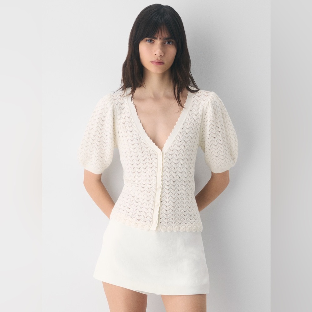 Aritzia Wilfred Cotton Charm Fika Cardigan / Light Birch / Size M